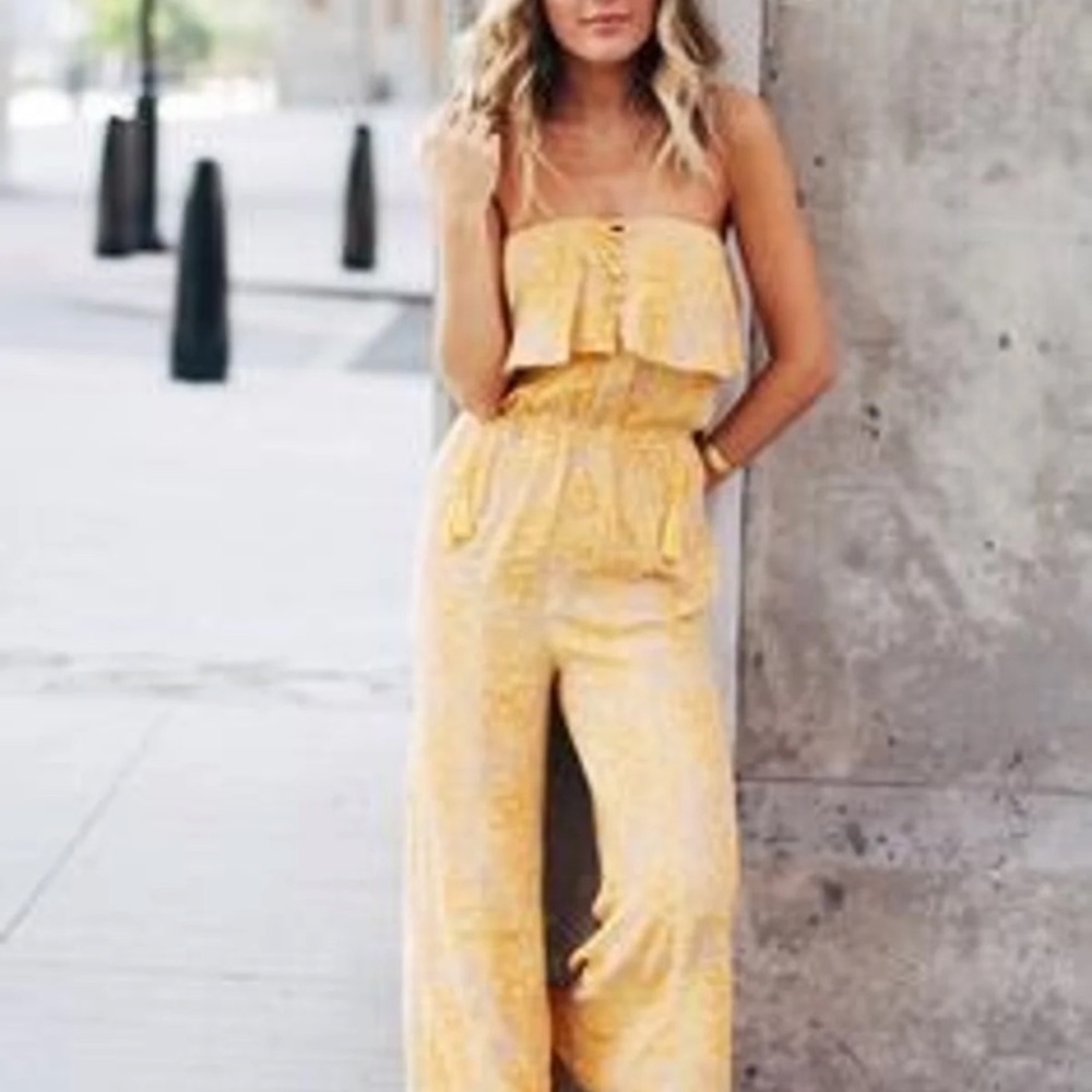 🍄🌼 Free People Rays of Gold jumpsuit XS S
